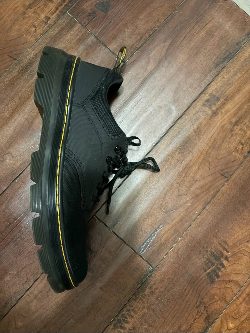 Dr. Martens Black Canvas Oxford with Yellow Stitching
